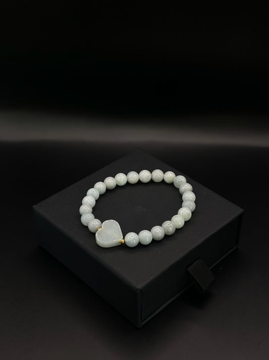 Heart Jade Bracelet With Gold Accents